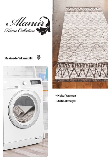 Dijital Mutfak Halısı Trend Keçe Kaymaz Taban Iskandinav Farah Kahve