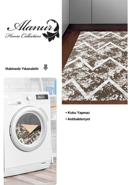 Dijital Mutfak Halısı Yıldız Deri Kaymaz Taban Iskandinav Roxanne Kahve