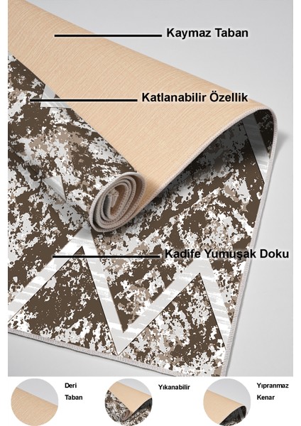 Dijital Mutfak Halısı Yıldız Deri Kaymaz Taban Iskandinav Roxanne Kahve