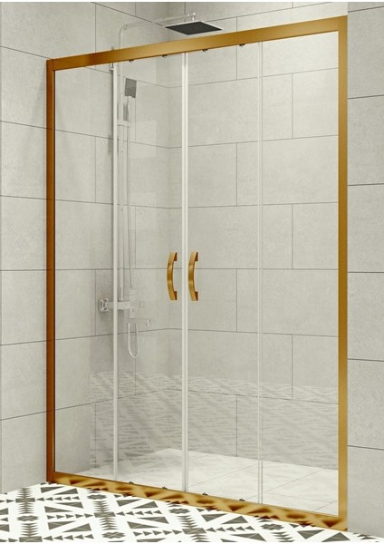 Duşakabin Ön Cephe Altın 5 mm Şeffaf Cam Yükseklik 190 cm
