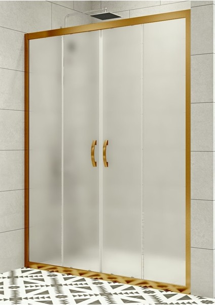 Duşakabin Ön Cephe Altın 5 mm Buzlu Cam Yükseklik 190 cm