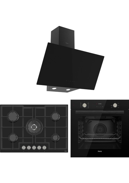Flowart 75 Serisi Inizio Siyah Ankastre Set (D077-ED035-QMS63CS) 75CM Ocak