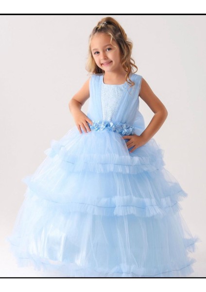 2-10 Yaş Lisa Kids Yeni Sezon Fırfır Etek Çocuk Gelinlik Abiye
