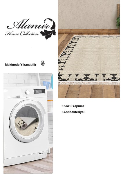 Dijital Salon Halısı Trend Keçe Kaymaz Taban Saçaklı Modern Kody Bej modelleri