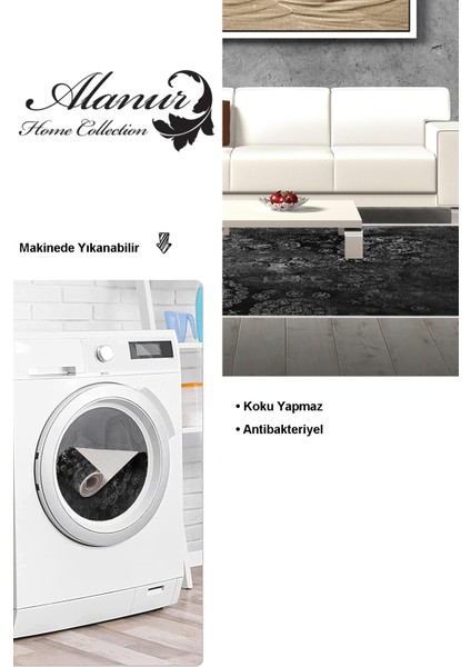 Dijital Salon Halısı Trend Keçe Kaymaz Taban Saçaklı Modern Aubree Gri modelleri