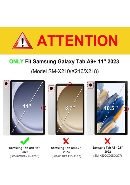 Samsung Galaxy Tab A9 Plus 11 Inch 2023 Model (SM-X210/X216/X218) Uyumlu 360° Dönen Standlı Kılıf