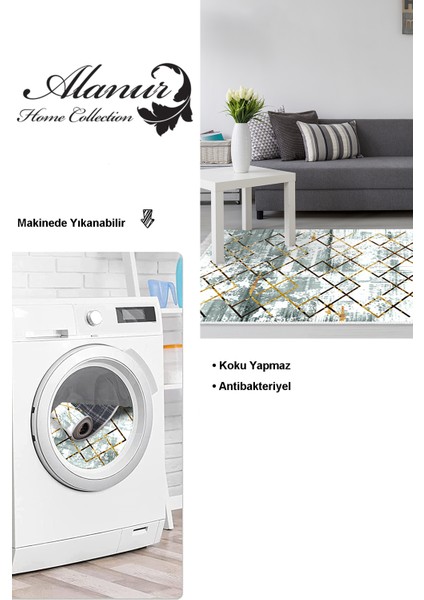 Dijital Salon Halısı Star Pamuk Kaymaz Taban Saçaklı Modern Brooklyn Gri modelleri