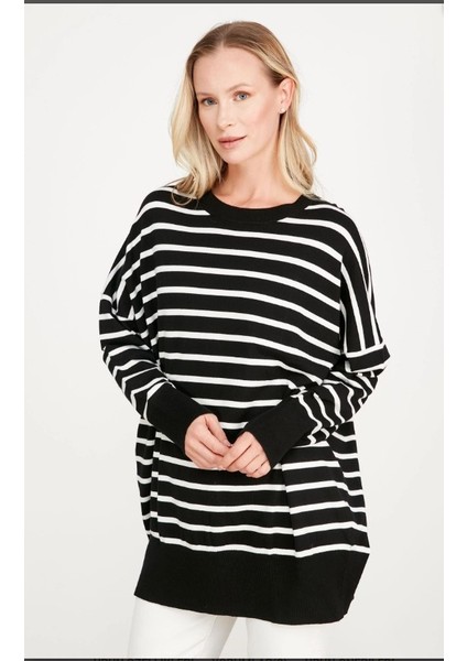 21495 Çizgili Triko Tunik Qks #23-11#