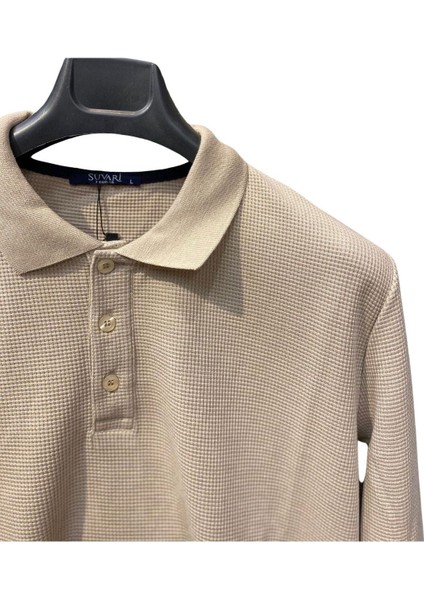 Waffle Desenli Polo Yaka Kazak