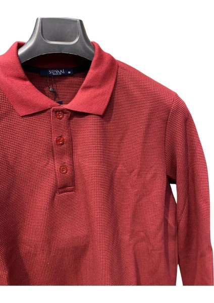 Waffle Desenli Polo Yaka Kazak