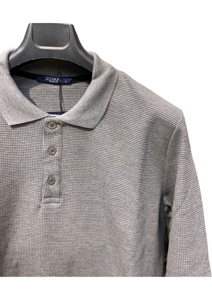 Waffle Desenli Polo Yaka Kazak
