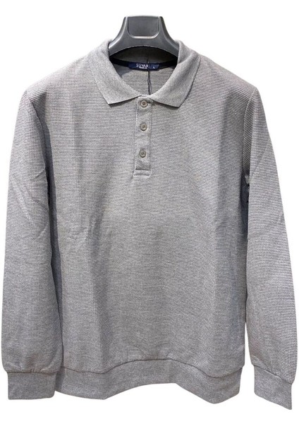 Waffle Desenli Polo Yaka Kazak