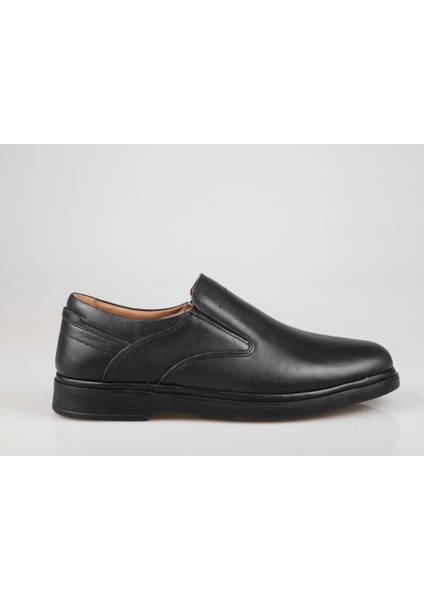 3K0326 Hakiki Deri Siyah Erkek Günlük Ayakkabı
