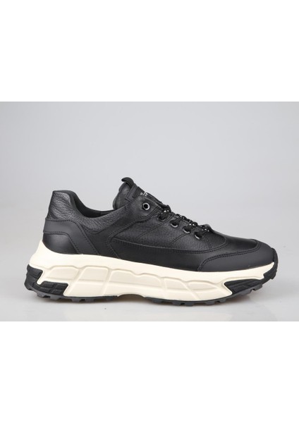 18351 Hakiki Deri Siyah Erkek Günlük Ayakkabı