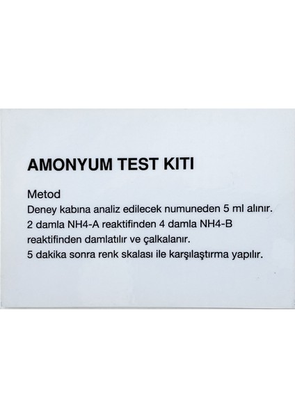 Amonyum Test Kiti 0-10 Ppm 100 Test Kolorimetrik Ammonium Su Kalite Akvaryum