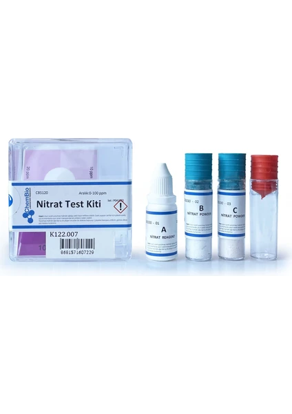 Chembio Nitrat Test Kiti 0-100 Ppm Kolorimetrik 100 Test Su Havuz Akvaryum Nitrate