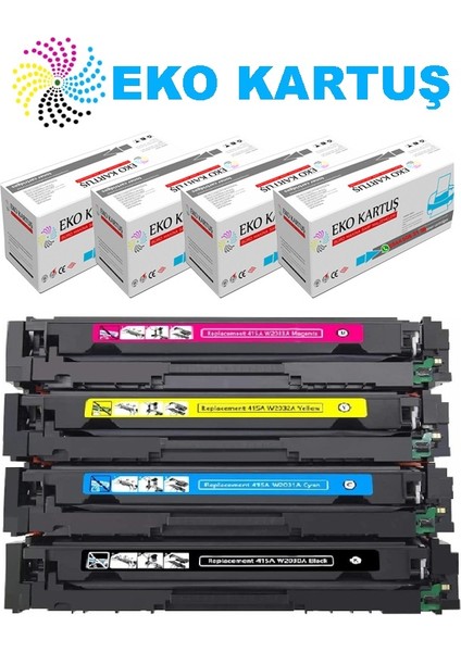 Hp Color Laserjet Pro Mfp M479FNW Çipli 4 Renk Takım Muadil Toneri 415A