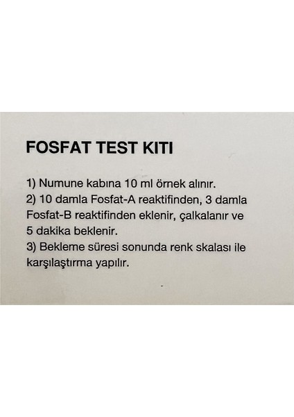 Fosfat (Orto) Test Kiti 100 Test (0,5 - 1 - 2,5 - 5 - 10 -30 Ppm)