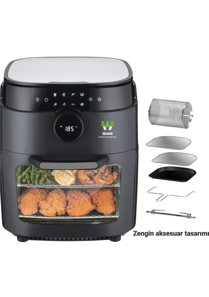 Air Fryer 12 Litre Siyah Oven Akıllı Fritöz