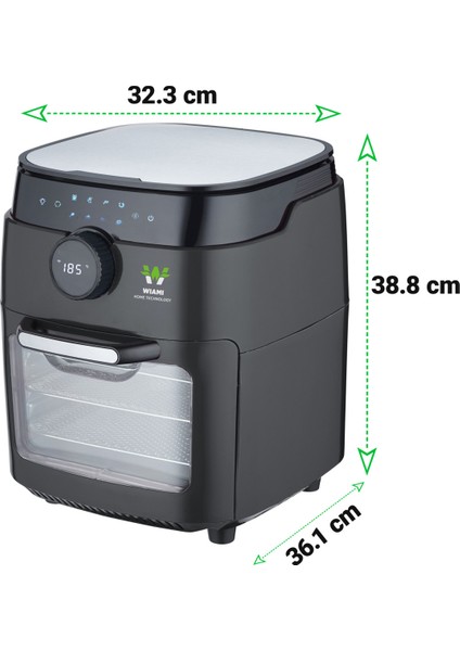 Air Fryer 12 Litre Siyah Oven Akıllı Fritöz