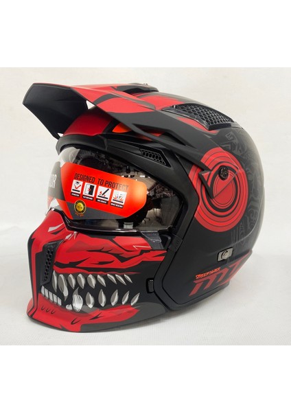 Streetfighter Sv Aztec B5 Mat Siyah Kırmızı Modüler