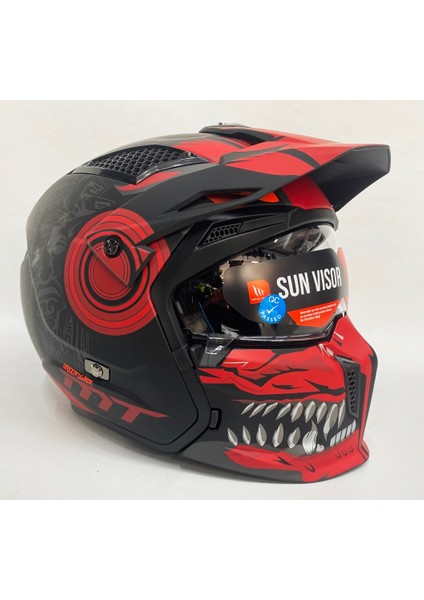Streetfighter Sv Aztec B5 Mat Siyah Kırmızı Modüler