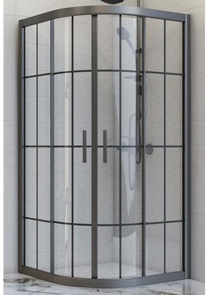 Duşakabin Oval Siyah Çizgi 5 mm Yükseklik 190 cm