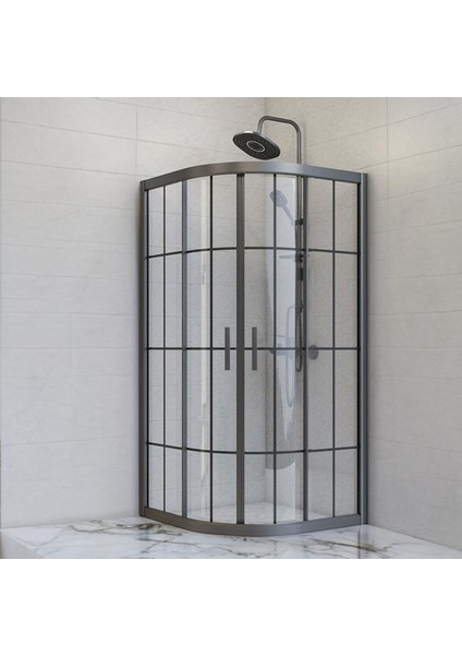 Duşakabin Oval Siyah Çizgi 5 mm Yükseklik 190 cm