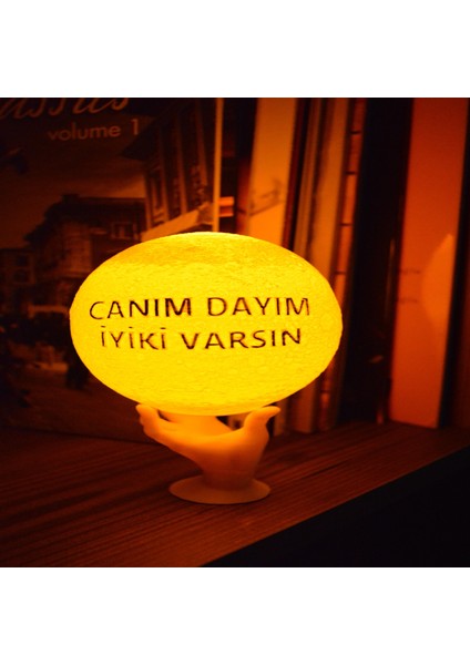 12CM Canım Dayım Iyiki Varsın Standlı Ay Küresi Neon LED Lamba Hediyelik Eşya Avize Masa Lambası Gece Lambası Moon Yılbaşı Hediye