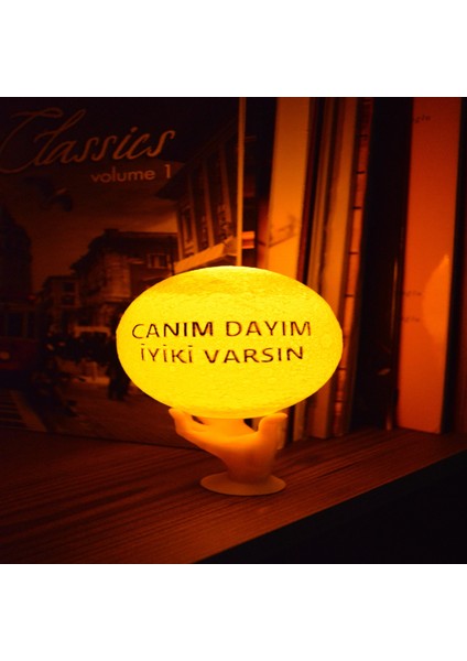 12CM Canım Dayım Iyiki Varsın Standlı Ay Küresi Neon LED Lamba Hediyelik Eşya Avize Masa Lambası Gece Lambası Moon Yılbaşı Hediye