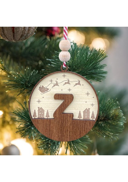 Iskandinav Tarzı Z Harfi Yılbaşı Ağaç Süsü, Kişiselleştirilmiş Minimalist Noel Baba Desenli Çam Ağacı Süsü