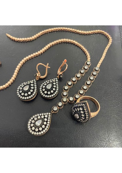 Kadın Gümüş Damla Modeli Elmas Montür Set fiyatları