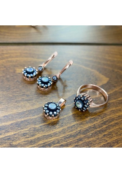 Kadın Gümüş Gül Elmas Montür Set fiyatları