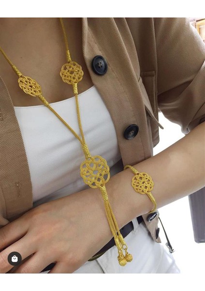 Kadın Aşk Düğümü Kazaziye Kolye Bileklik Set
