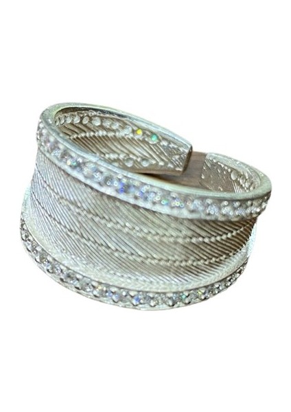 Kadın Gümüş Hasır Taşlı Yüzük