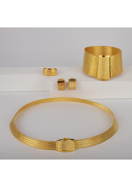 Kadın Gümüş 17 Sıra Bileklik 5 Sıra Gerdanlık Hasır Set