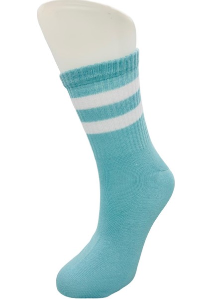 7 Çift Renkli Çizgili Unisex Kolej Spor Çorap Seti