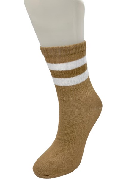 7 Çift Renkli Çizgili Unisex Kolej Spor Çorap Seti