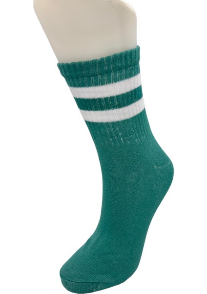7 Çift Renkli Çizgili Unisex Kolej Spor Çorap Seti
