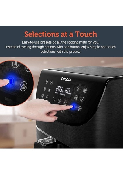 Yağsız Sıcak Hava Fritözü 5,5l, Xxl, 1700W, Dijital LED Dokunmatik Ekran,11 Program