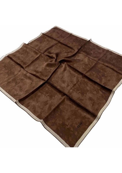 Kahve Bulut Desen Saten Ipek Eşarp 7208701-338