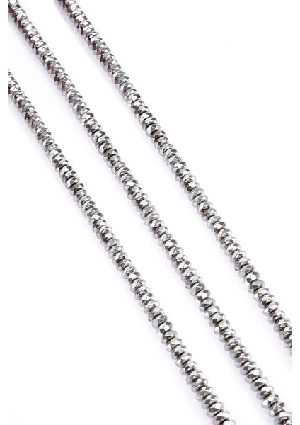 Hematit Doğal Taş Parlak Gümüş Rondela Kesim 6X3MM Dizi