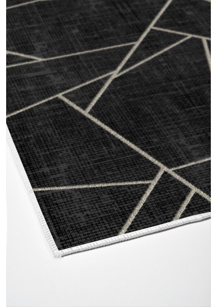 Dijital Mutfak Halısı Trend Keçe Kaymaz Taban Modern Shavonne Siyah fırsatları