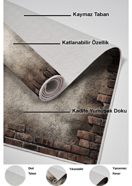 Dijital Mutfak Halısı Trend Keçe Kaymaz Taban Modern Kailey Gri indirimleri