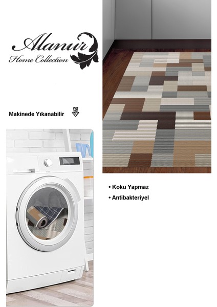 Dijital Mutfak Halısı Star Pamuk Kaymaz Taban Modern Andrina Kahve modelleri
