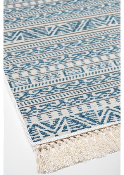 Dijital Mutfak Halısı Trend Keçe Kaymaz Taban Saçaklı Iskandinav Adelia Lacivert fırsatları