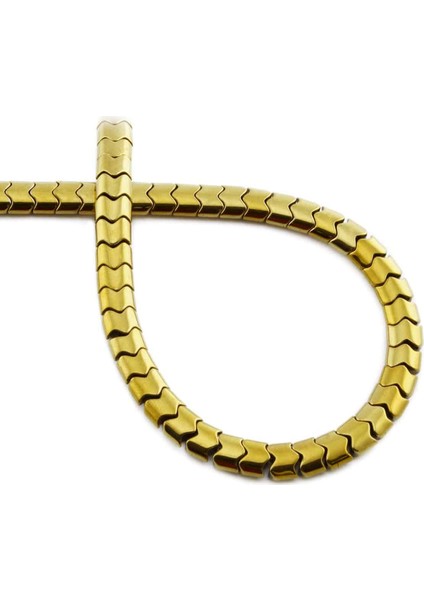 Hematit Doğal Taş Parlak Gold Yassı Balık Sırtı Kesim 6X4MM Dizi