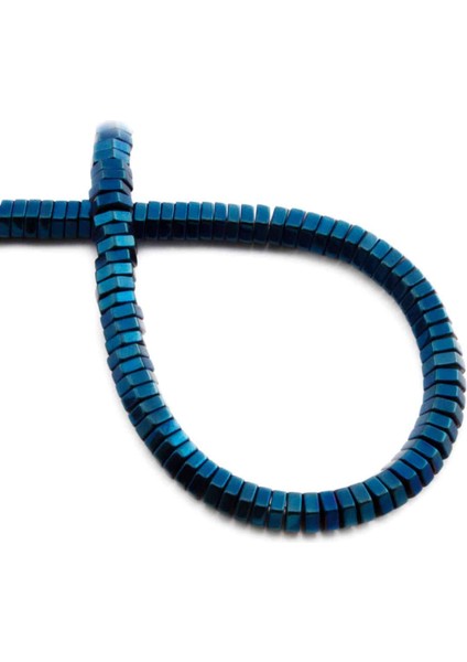 Hematit Doğal Taş Parlak Mavi Altıgen Kesim 6X2MM Dizi