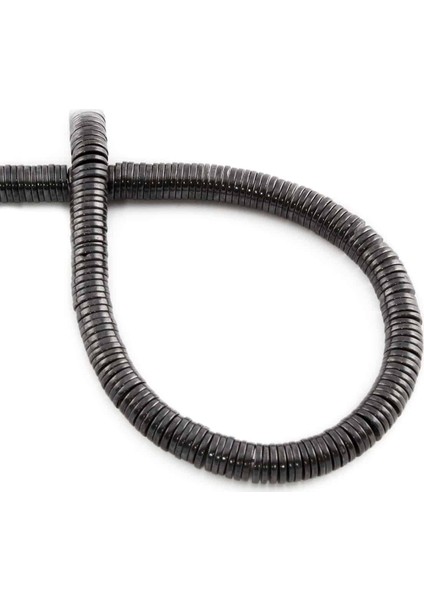 Hematit Doğal Taş Parlak Füme Daire Kesim 6X1MM Dizi