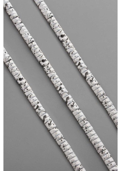 Hematit Doğal Taş Mat Benekli Beyaz Piramit Kesim Çift Delikli 6X3MM Dizi fiyatları